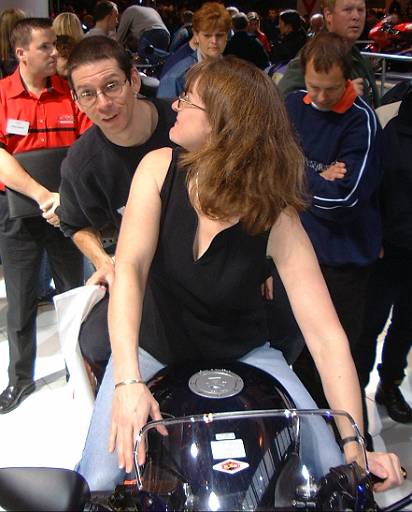 bikeshow2001-009.jpg - Testing sports bikes. Don't need 2 up too often.