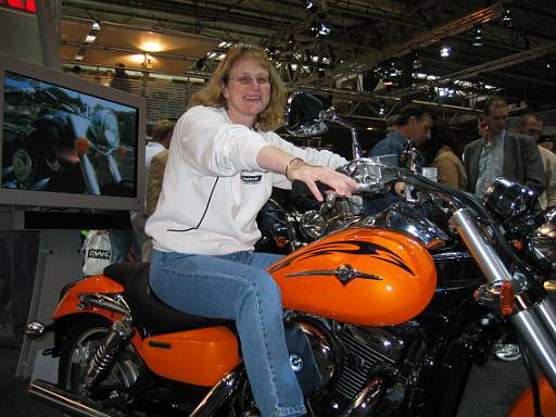 10_53-1.jpg - Yvonne on orange cruiser. Orange is plainly the new black.