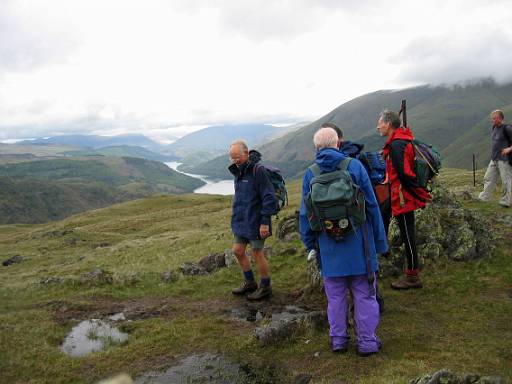 img_0096.jpg - The top! Views to Thirlmere. Original route of the A-walk would be under the cloud seen on the right.