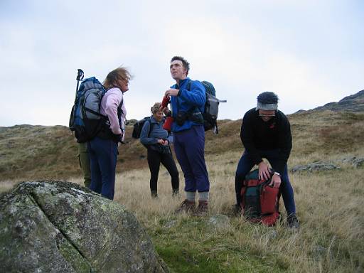 11_16-2.jpg - Mike's leading as we start the climb. Sue's hair suggests the wind is already getting up.