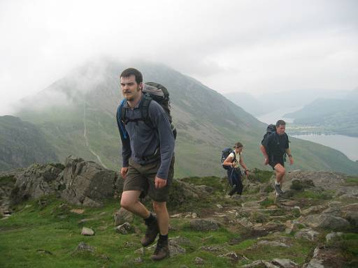 15_21-2.jpg - Chris, with new streamlined hairdo. Scarth Gap and Gamlin End behind.