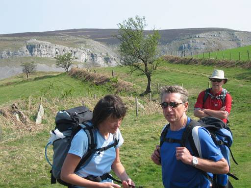 14_57-2.JPG - Kath and Steve in front of Eglwyseg Mountain