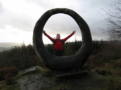 13_11-1.JPG - Dave with sculpture near Carron Crag