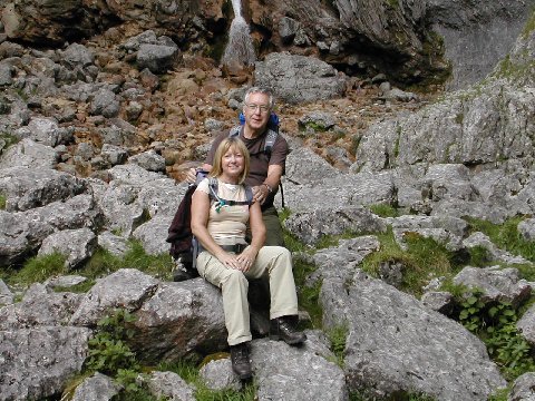 DSCN8847.JPG - Mel and Linda at the foot of Goredale Scar