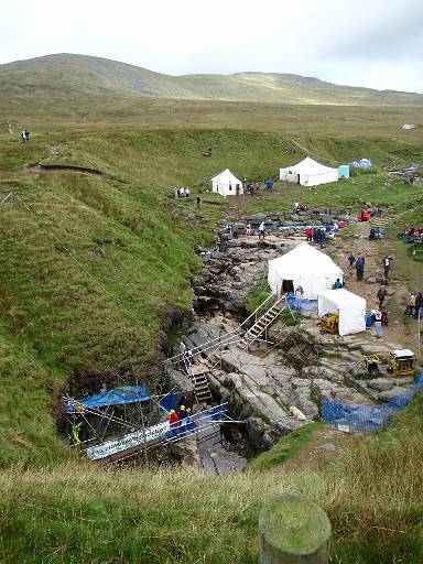 10_23-1.jpg - Caving club at Gaping Gill with Ingleborough behind.