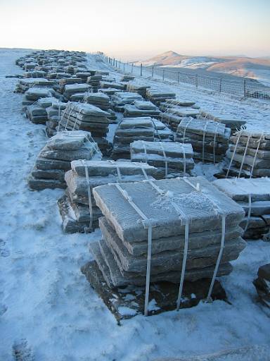 10_05-1.jpg - Slabs ready to be laid up to Shining Tor. Not much problem today, but will be really useful in wet weather when the mud is very thick.