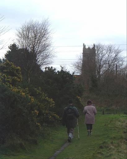 dscf0056.jpg - Approaching church with the gorse looking rather nice.